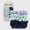 RUCHED SATIN SCRUNCHIES 5PC - GARDEN BOUQUET