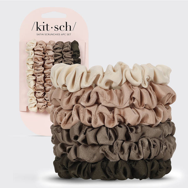ULTRA PETITE SATIN SCRUNCHIES 6PC - EUCALYPTUS