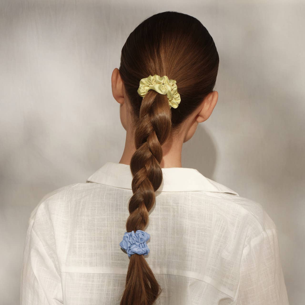 RUCHED SATIN SCRUNCHIES 5PC SET - MULTI-COLOR