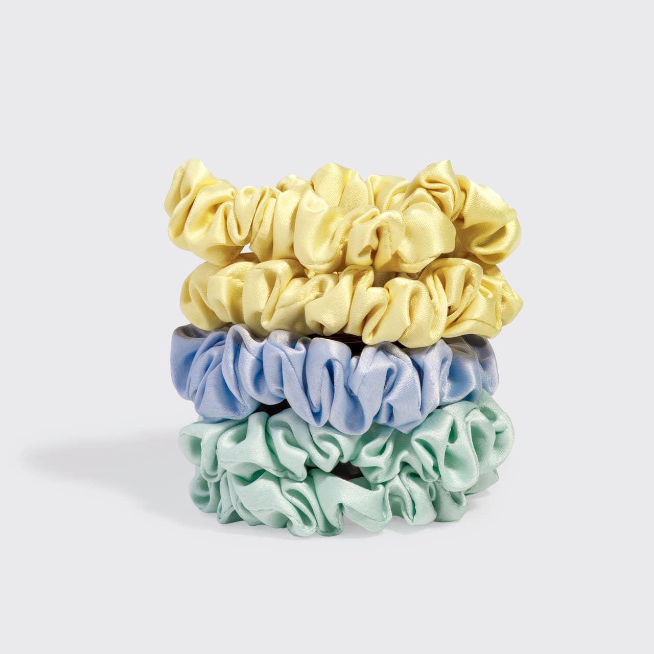 RUCHED SATIN SCRUNCHIES 5PC SET - MULTI-COLOR