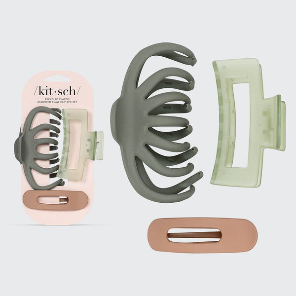 RECYCLED PLASTIC ASSORTED CLAW CLIP SET 3PC - OCTOPUS