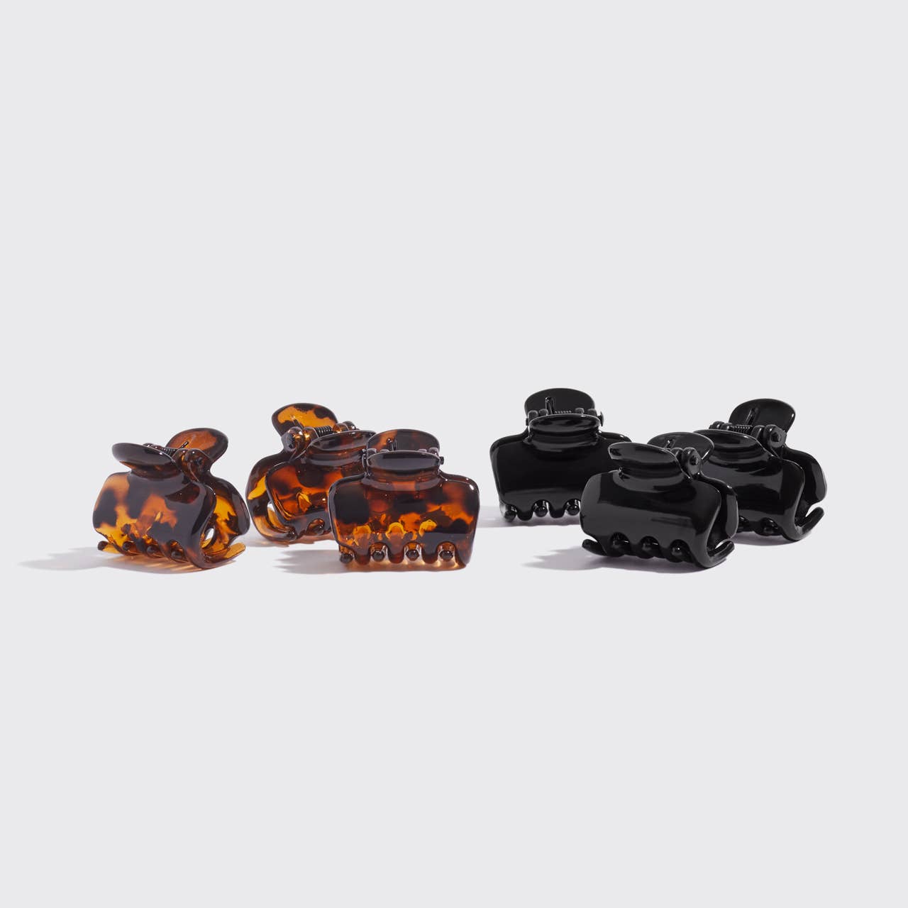 RECYCLED PLASTIC MINI PUFFY CLAW CLIPS 6PC SET-BLACK/TORT