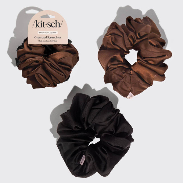 BLACK & CHOCOLATE OVERSIZED SCRUNCHIES
