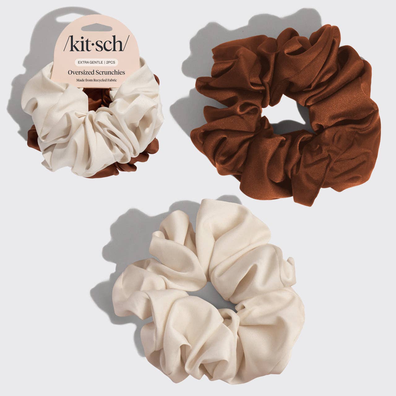 CREAM & CAMEL OVERSIZED SCRUNCHIES