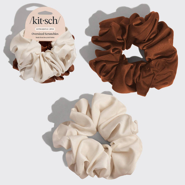 CREAM & CAMEL OVERSIZED SCRUNCHIES