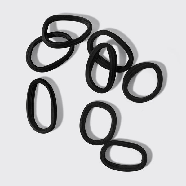 RECYCLED SEAMLESS HAIR ELASTICS 8PC SET- BLACK