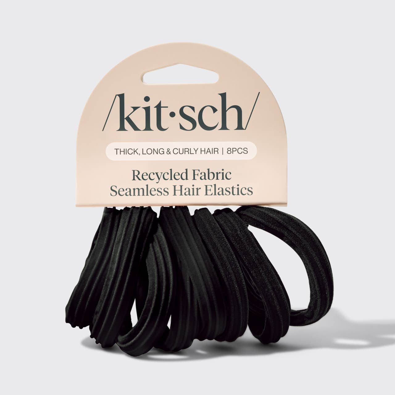 RECYCLED SEAMLESS HAIR ELASTICS 8PC SET- BLACK