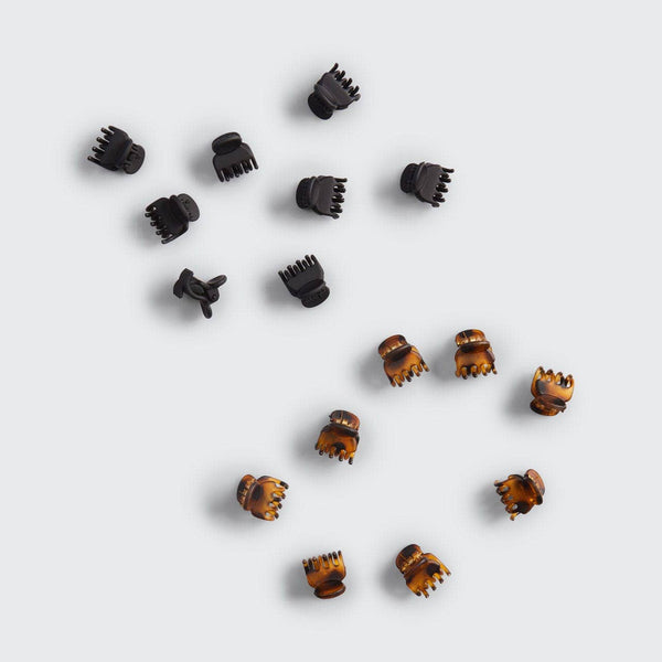 RECYCLED PLASTIC MICRO CLASSIC CLAW CLIPS 16PCSET-BLK & TORT