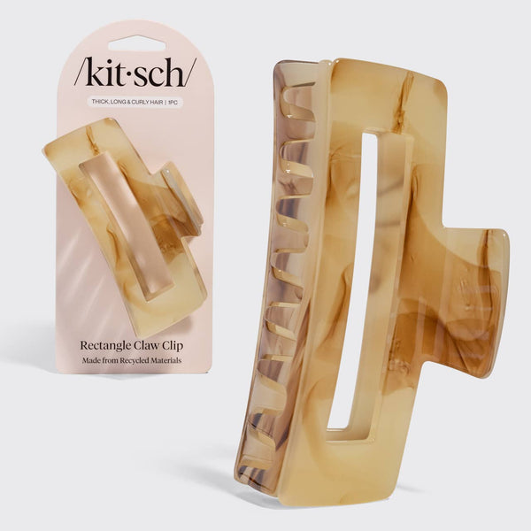 RECYCLED PLASTIC JUMBO OPEN SHAPE CLAW CLIP - CHOCOLATE MARBLE