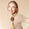 METALLIC MESH AND RECYCLED FABRIC SATIN SCRUNCHIES 2PC SET - BLACK & CHOCOLATE