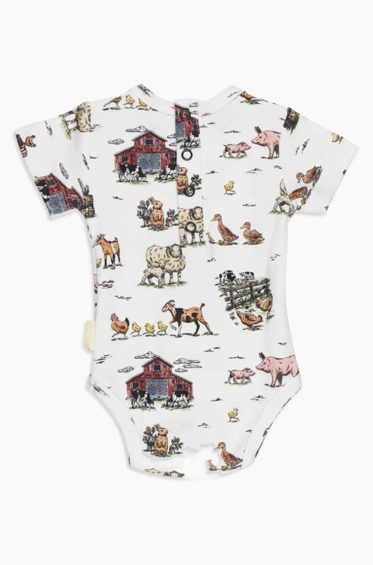 ORGANIC SHORT SLEEVED FARM FRIENDS BODYSUIT