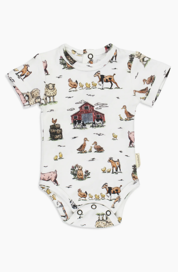 ORGANIC SHORT SLEEVED FARM FRIENDS BODYSUIT