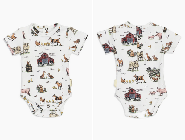 ORGANIC SHORT SLEEVED FARM FRIENDS BODYSUIT