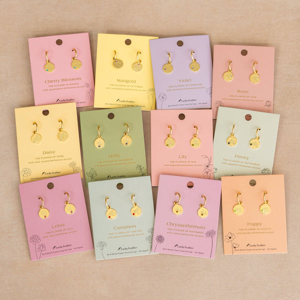 BIRTH MONTH FLOWER EARRINGS