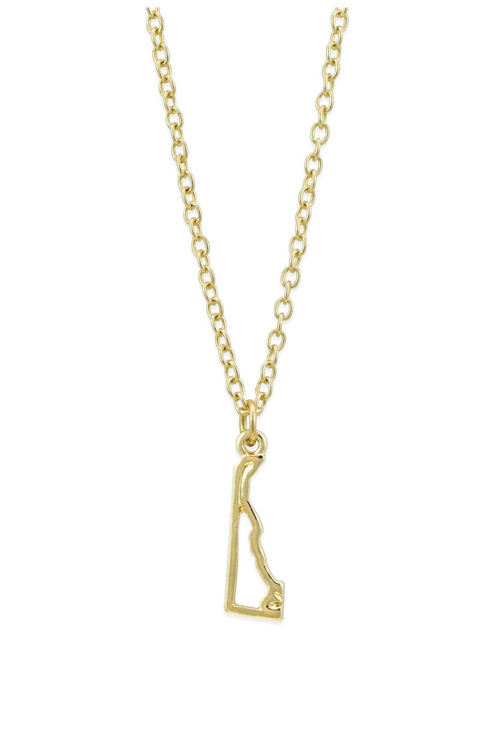 STATE NECKLACE - GOLD - DELAWARE