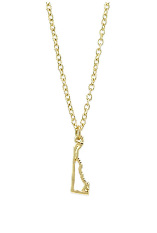 STATE NECKLACE - GOLD - DELAWARE