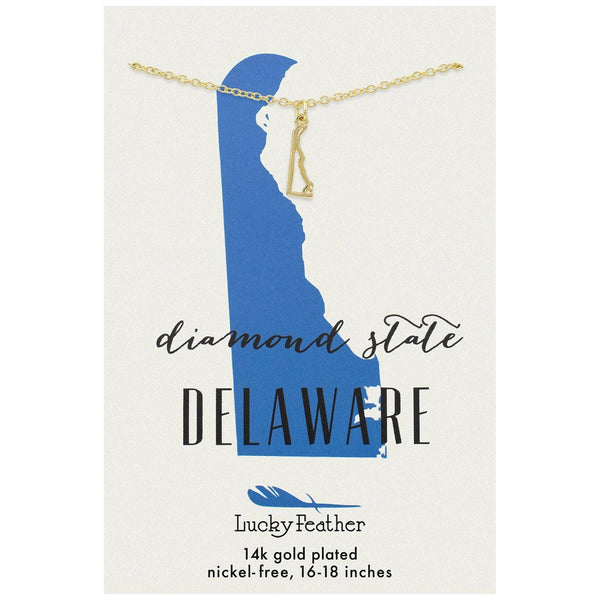 STATE NECKLACE - GOLD - DELAWARE