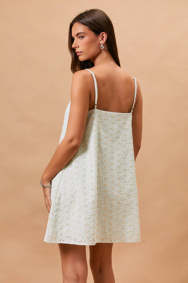 EYELET DETAIL MINI DRESS