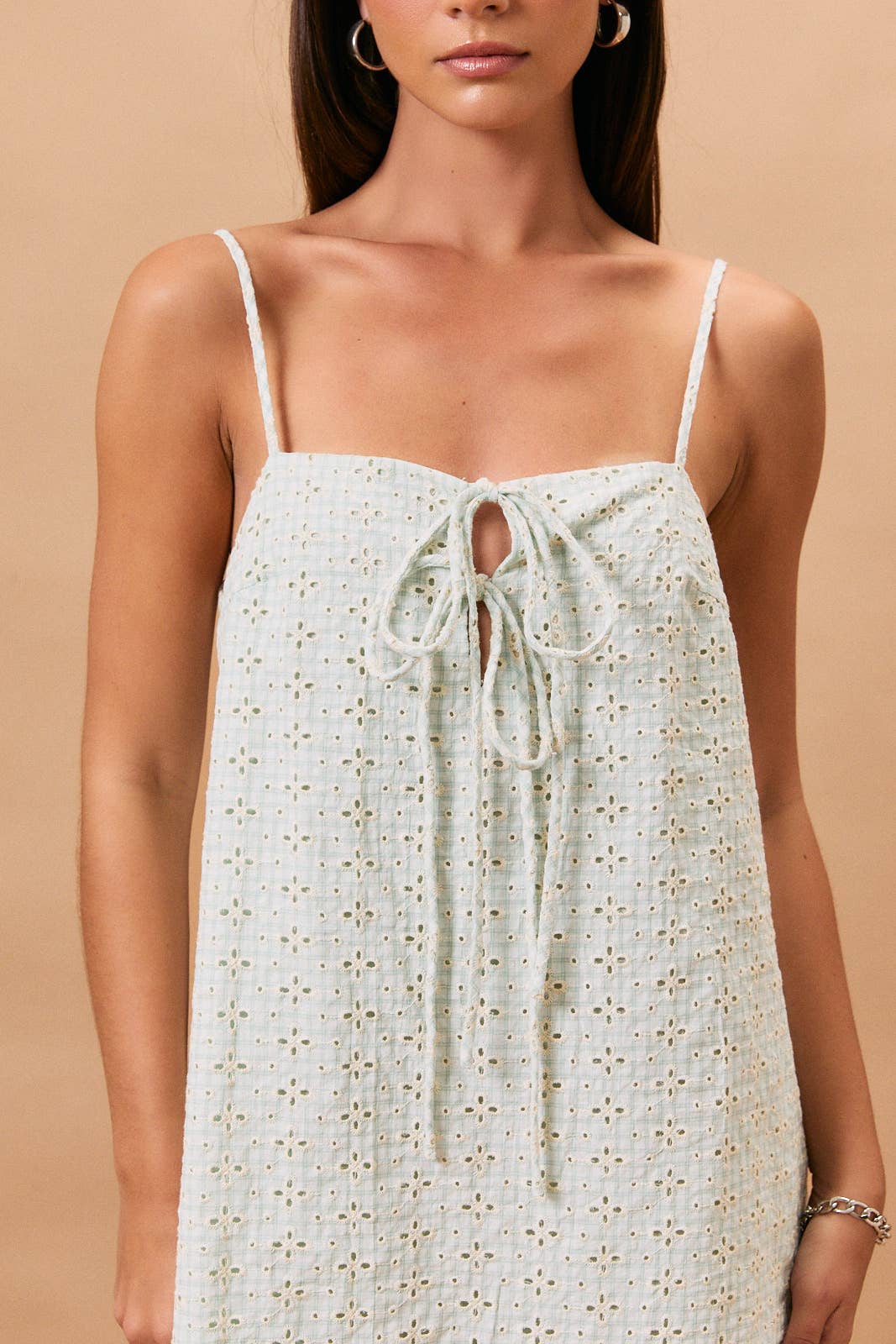 EYELET DETAIL MINI DRESS