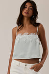 MINT LACE TRIM SATIN TOP