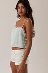 MINT LACE TRIM SATIN TOP