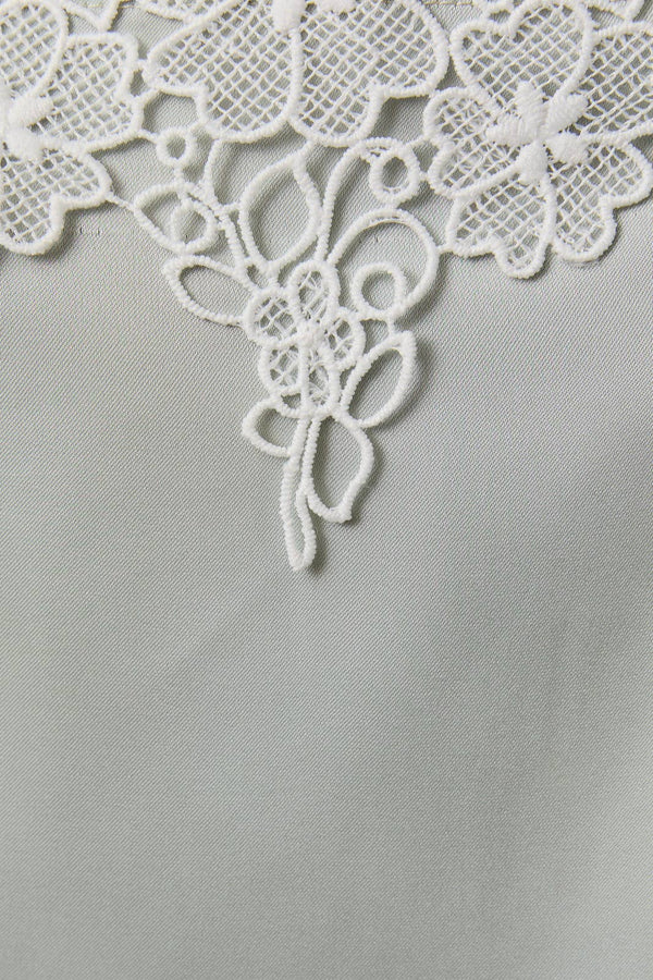 MINT LACE TRIM SATIN TOP