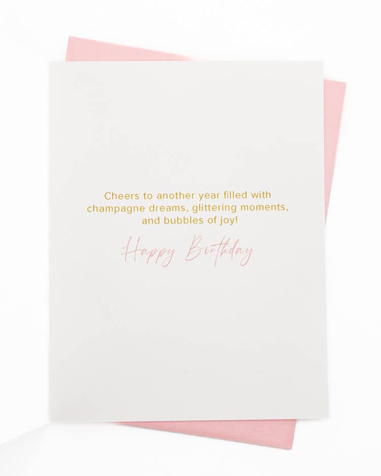 'POP THE BUBBLY' CHEERS BIRTHDAY CARD