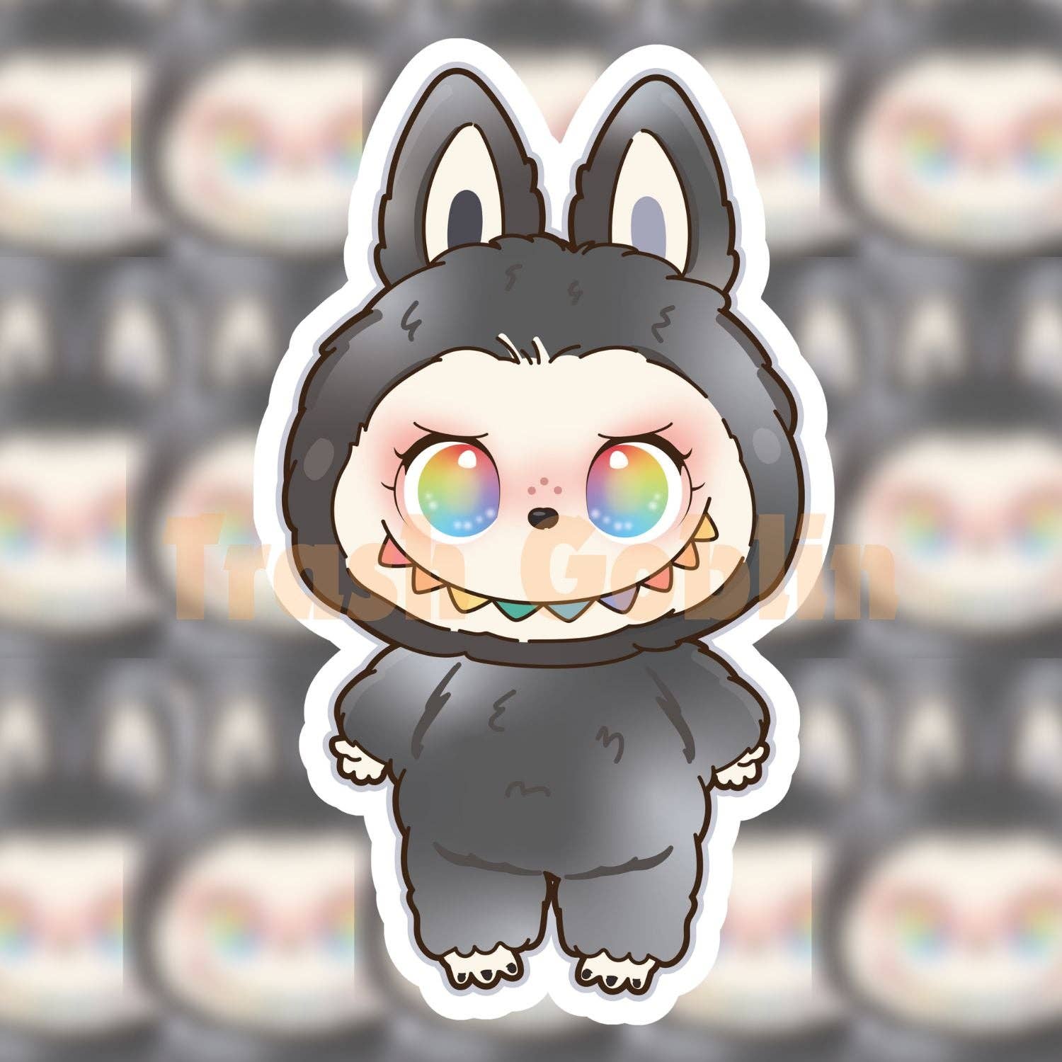 SECRET BLACK AND RAINBOW LABUBU VINYL STICKER