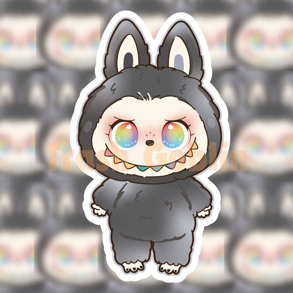 SECRET BLACK AND RAINBOW LABUBU VINYL STICKER
