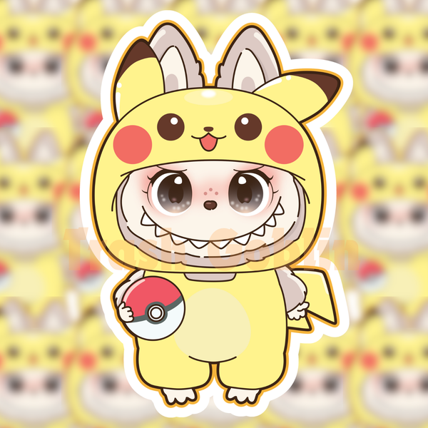 PIKACHU LABUBU VINYL STICKER