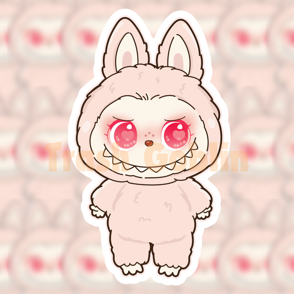 BABY PINK LABUBU VINYL STICKER