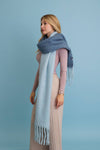 COZY SOLID TWO TONE TASSEL SCARF