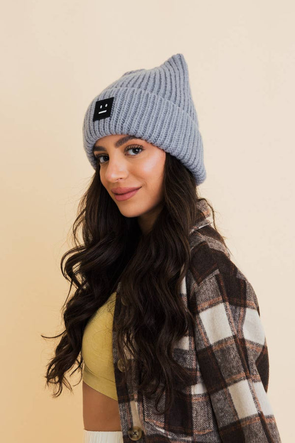 CHILL VIBES SOFT RIBBED SQUARE TOP BEANIE
