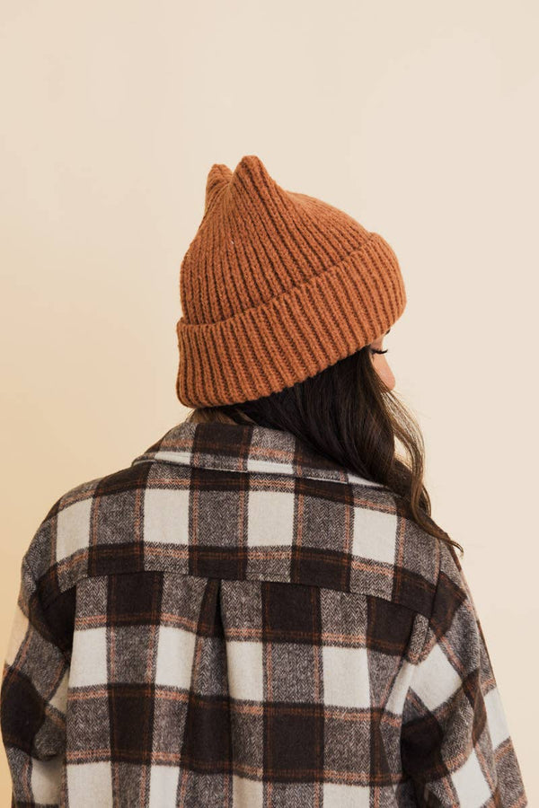 CHILL VIBES SOFT RIBBED SQUARE TOP BEANIE