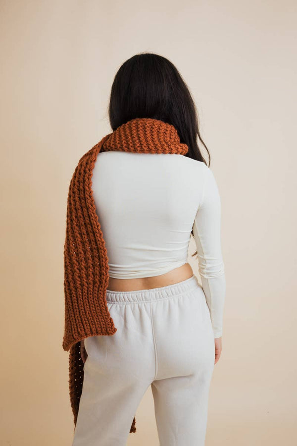 COZY WAFFLE KNIT EDGE SCARF