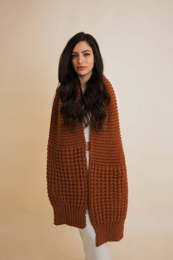 COZY WAFFLE KNIT EDGE SCARF