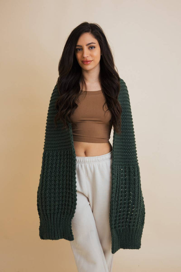 COZY WAFFLE KNIT EDGE SCARF