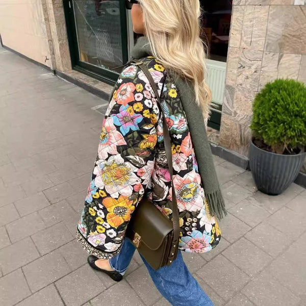 CASUAL FLARED SLEEVE MULTICOLOR PRINTED COTTON JACKET