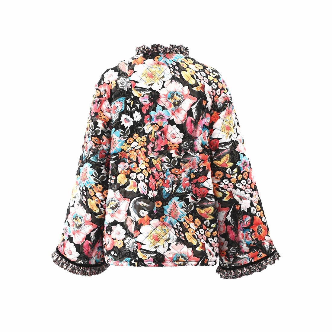 CASUAL FLARED SLEEVE MULTICOLOR PRINTED COTTON JACKET