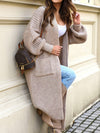 CASUAL KHAKI LOOSE PCKET LONG-SLEEVED CARDIGAN