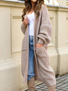 CASUAL KHAKI LOOSE PCKET LONG-SLEEVED CARDIGAN