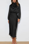 SATIN LONG SLEEVED LOOSE MAXI DRESS
