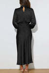SATIN LONG SLEEVED LOOSE MAXI DRESS
