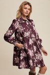 FLORAL TIERED SHIRT DRESS