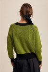 COLORBLOCK RIBBED KNIT CREW NECK SWEATER