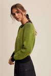 COLORBLOCK RIBBED KNIT CREW NECK SWEATER