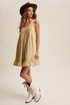 TEXTURED PINTUCK MINI DRESS, LIGHT OLIVE