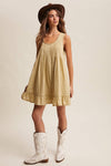 TEXTURED PINTUCK MINI DRESS, LIGHT OLIVE