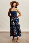 FLORAL SMOCKED TIERED MAXI DRESS