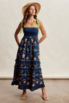 FLORAL SMOCKED TIERED MAXI DRESS